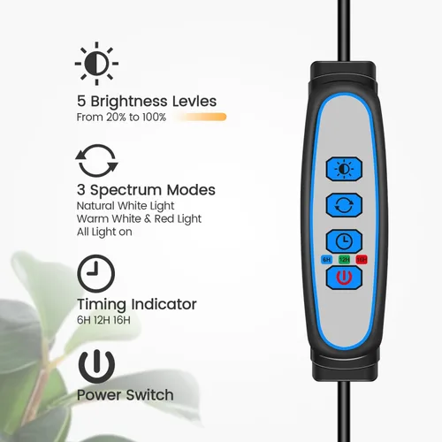Miniatura 5 de Garpsen Luces de cultivo Halo, luces LED de espectro completo de doble cabezal para plantas para cultivo en interiores con soporte, 3 modos
