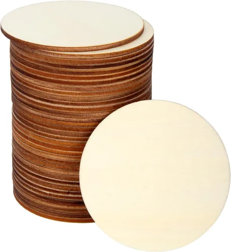 Blisstime Círculos de madera sin terminar para manualidades, discos redondos para pintura, escritura, suministros de bricolaje, grabado y tallado,