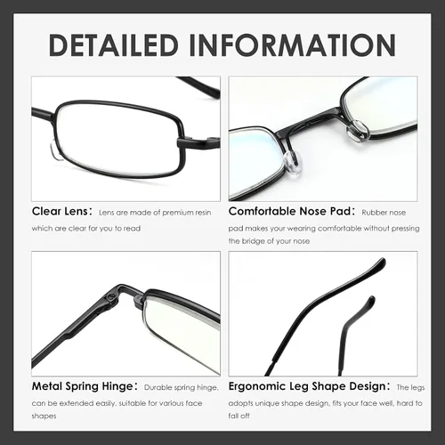 Miniatura 3 de Lentes de lectura delgados para bolígrafo, lectores de bolsillo delgados con estuche de clip para bolígrafo, mini lectores ligeros con luz azul
