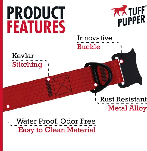 Miniatura 6 de Tuff Pupper Collar de acción impermeable para perros Collar de perro resistente al agua A prueba de desgarros y sin olor Herrajes metálicos