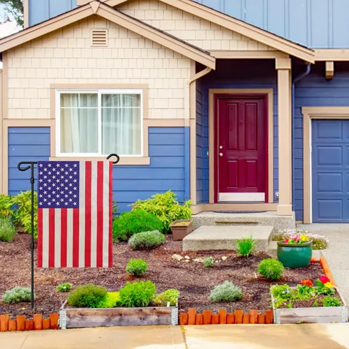 Miniatura 5 de URSKYTOUS Bandera de jardín americana pequeña bandera americana de doble cara de 12 x 18 pulgadas, resistente a la intemperie, banderas patrióticas