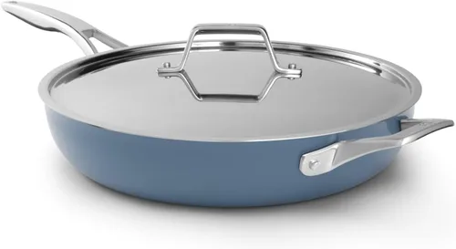 Miniatura 9 de Calphalon® Premier - Sartén antiadherente de cerámica de 12 pulgadas con tapa, azul medianoche