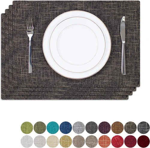 Miniatura 46 de Kevin Textile - Juego de 4 manteles individuales resistentes al calor, lavables, para fiestas, bufé, cenas, 13 x 19 pulgadas, color negro