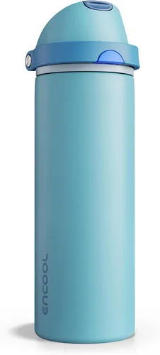 Miniatura 39 de ENCOOL Botella de agua aislada con popote, botella de agua de acero inoxidable con tapa de botón, a prueba de fugas y sin BPA, mantiene el frío Atún