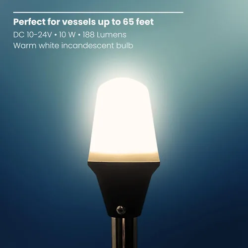 Miniatura 6 de Pactrade Marine Luces de Navegación Omnidireccionales para Barcos – Luz de Popa Blanca Incandescente de 9.4 Pulgadas