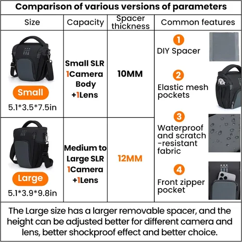 Miniatura 2 de Cwatcun Bolsa bandolera para cámara, pequeña, compacta, resistente al agua, para fotografía, compatible con Canon/Nikon/Sony, compartimento
