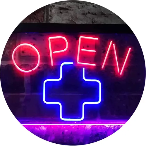 ADVPRO Open Medical Cross - Letrero de neón LED de doble color, color azul y rojo, 12 x 8.5 pulgadas, st6s32-i3209-br