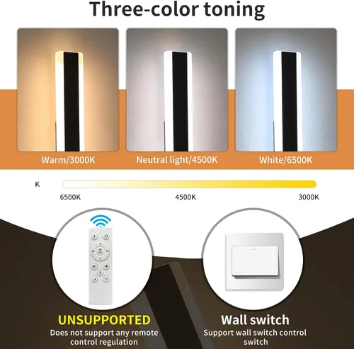 Miniatura 2 de Luces de Pared Modernas para Exterior de Casa, Apliques de Pared al Aire Libre de 23.6 Pulgadas, 3 Luces Color 3000K/4500K/6000K, Resistente al Agua