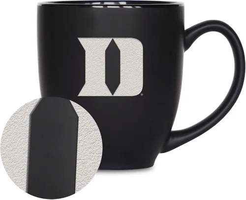 Miniatura 50 de Rico Industries - Taza de cerámica mate negra con grabado láser estándar de 15oz para NCAA (escuelas T & U) - Para bebidas calientes o frías