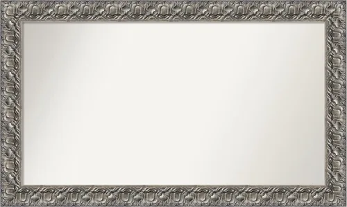 Miniatura 166 de Amanti Art Espejo de baño plateado para sobre fregadero, 26 x 26 pulgadas, espejo cuadrado de níquel pulido, marco de madera tradicional mediano, se