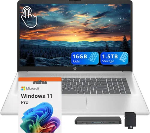 Miniatura 10 de HP Portátil con pantalla táctil HD+ de 17,3", AMD Ryzen 5 7430U, 8 GB de RAM, almacenamiento de 1,5 TB (512 GB SSD + 1 TB Docking Station Set)