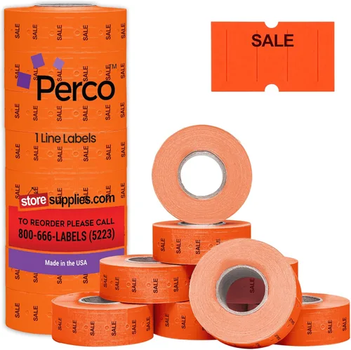 Miniatura 39 de Etiquetas azules Perco de 1 línea - 8 rollos, 1 funda, 8,000 etiquetas en blanco para pistolas de precio y fecha de 1 línea Perco - Fabricadas