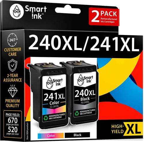 Smart Ink Cartucho de tinta remanufacturado de repuesto para Canon 240 XL 241 XL 240XL 241XL para Canon Pixma MG3620 MX472 TS5120 MX452 MG3220