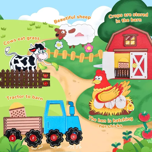 Miniatura 5 de Libro Activo JoyCat Granja para Niños Pequeños de 1 a 3 años - Regalos para Niños y Niñas de 1 Año, Libro de Actividades Educativas y Tranquilas