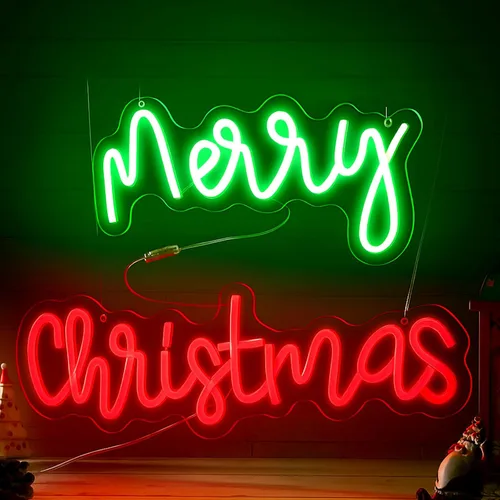 Miniatura 15 de Xuhal Letreros de Neón de Feliz Navidad Letreros de Neón de Acrílico Luz de Neón Blanca de Feliz Navidad Luz LED Alimentada por USB Letrero LED