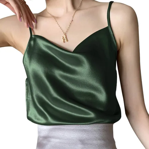 Miniatura 2 de Camisola sexy de seda sin mangas sin mangas con suave satén