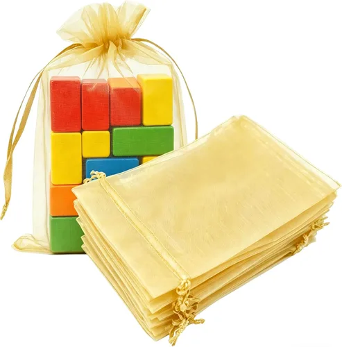 Miniatura 44 de Paquete de 50 bolsas de organza de regalo con cordón verde de 4 x 6 pulgadas para baby shower, Navidad, cumpleaños de bebé, recuerdo de fiesta