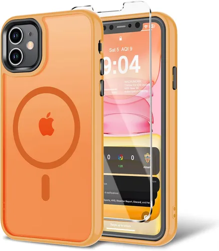 Miniatura 166 de Funda para iPhone 11 con protector de pantalla, compatible con MagSafe, ultra delgada, translúcida, mate, a prueba de golpes, color negro
