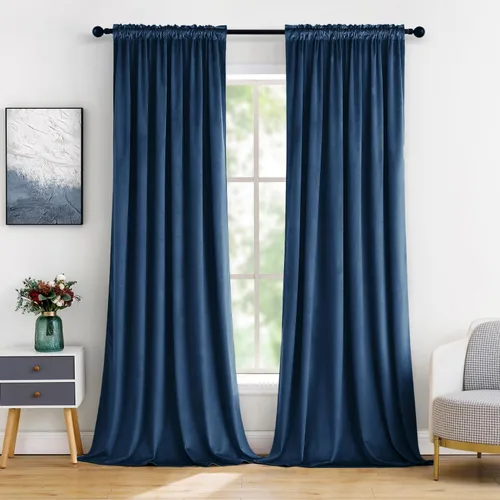 Miniatura 22 de MIULEE - Juego de 2 paneles de cortinas negro opacas y térmicas de terciopelo para la sala de estar y dormitorio, con bolsillo para cortinero, de 63