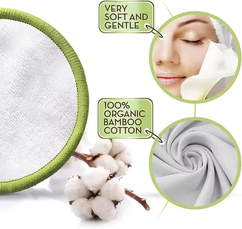Miniatura 4 de ISA'S World - Almohadillas de algodón de bambú reutilizables para eliminar el maquillaje (paquete de 20) incluye bolsa de lavandería de algodón