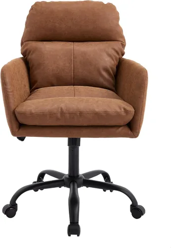 Miniatura 7 de XIFAN - Silla de oficina de piel sintética con asiento acolchado grueso, giratorio de 360°, silla de escritorio ajustable en altura con base