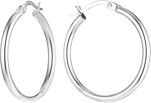 Charmsy 925 Sterling Silver Hoop Earrings Lightweight 2.5mm Thick Round Italian Classic Hypoallergenic Hoop Earrings for Women Teen 15mm 20mm 25mm