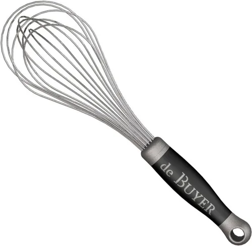 de Buyer GOMA - Batidor universal de 10 pulgadas, ideal para cocinas comerciales y domésticas, diseñado para uso pesado y frecuente, agarre