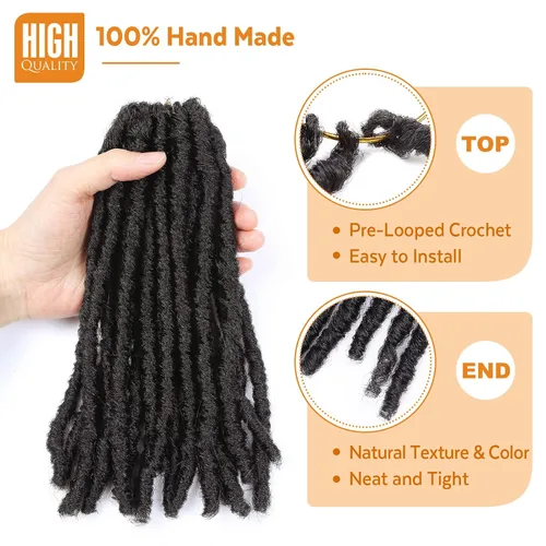Miniatura 4 de WIGNEE Cabello de Ganchillo 120 Hebras Locs Sintéticos 8 Pulgadas Locs Suaves Pre-Trenzados 6 Paquetes Cabello de Ganchillo Pre-Anudado para Mujeres