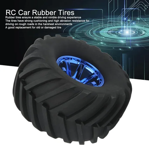 Miniatura 2 de Pomya Neumático de coche RC, Camión escala 1/10, 4 neumáticos de goma, cubo de ruedas de plástico, negro, adulto