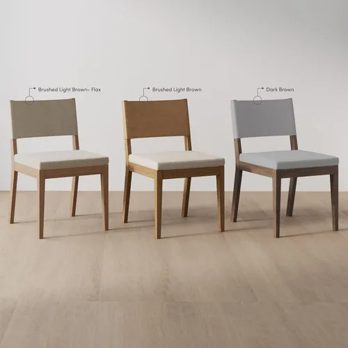 Miniatura 10 de Nathan James - Linus - Moderna silla de comedor tapizada con patas de madera de caucho sólida con acabado cepillado en marrón - Lino natural/marrón