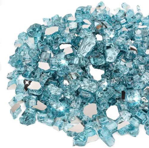 Miniatura 33 de Stanbroil - Vidrio de fuego de 10 libras – Cristal de fuego templado reflectante de 1/2 pulgada para chimenea de hoguera, azul Pacífico reflectante
