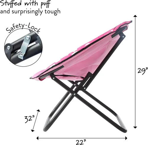 Miniatura 2 de Disney Minnie Mouse - Silla plegable de felpa con platillo plegable de 32 pulgadas y marco de metal para niños, adolescentes y adultos