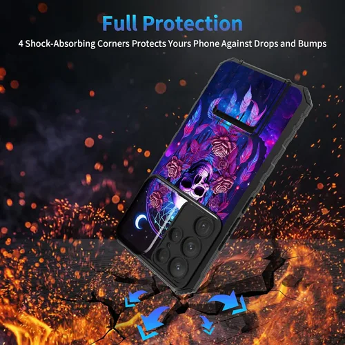 Miniatura 281 de Funda para Samsung Galaxy S22 Ultra 5G, Galaxy S22 Ultra con cubierta de cámara deslizante, funda resistente de doble capa con función atril Black