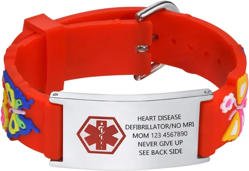 Miniatura 41 de Pulsera de Identificación Médica Personalizada para Niños - Pulsera de Identificación de Silicona Linda para Autismo Alergia Convulsiones