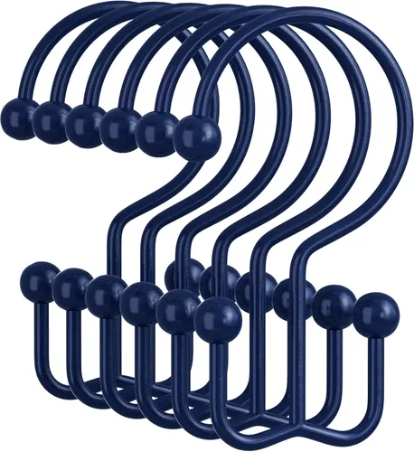 Miniatura 23 de Amazer Ganchos para cortina de ducha, anillos de cortina de ducha dobles de metal resistentes al óxido para ganchos de ducha enrollables, 12 anillos