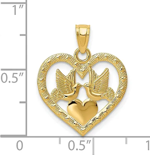 Miniatura 3 de Collar con dije de palomas de oro amarillo de 14 quilates con dije de corazón para mujer regalo para ella Oro amarillo
