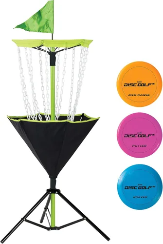 Franklin Sports Cestas de Disc Golf - Objetivo Portátil de Disc Golf con Cadenas Incluidas - Equipo de Soporte de Cesta de Disc Golf para Creación