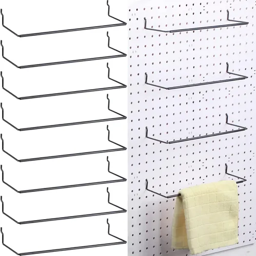Nuanchu 8 soportes para toallas de papel para tablero de clavijas extensible, organizador de tablero, accesorios para sala de manualidades, Negro