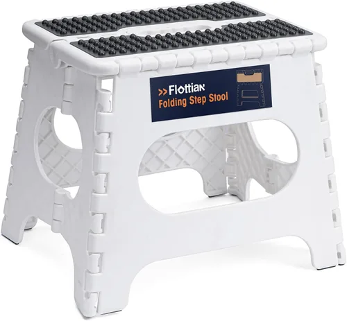 Miniatura 18 de Flottian Taburete plegable de 9 pulgadas para adultos y niños con capacidad para hasta 300 libras, taburetes plegables antideslizantes con asa