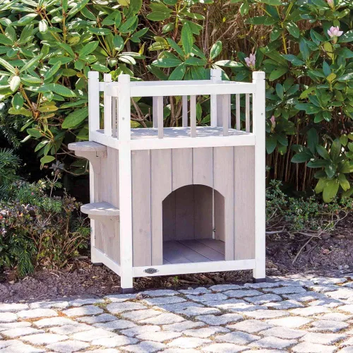 Miniatura 3 de TRIXIE Casa para gatos con balcón, casa elevada para gatos, refugio resistente a la intemperie, ideal para gatos y perros pequeños, 17.5 x 17.5 x