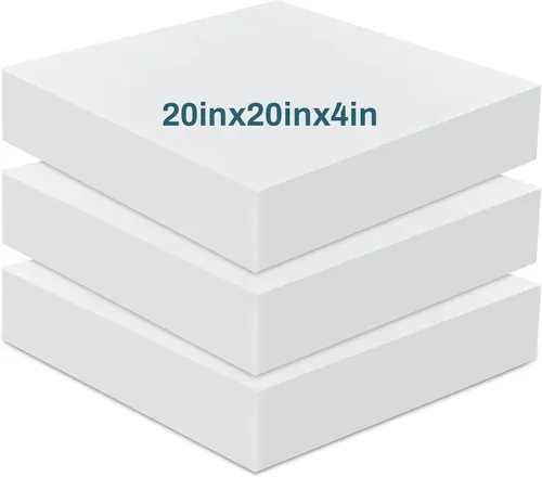 Miniatura 9 de Frienda Paquete de 3 cojines de espuma de alta densidad de 2 x 20 x 20 pulgadas, repuesto de cojín de espuma de corte cuadrado a medida, para silla