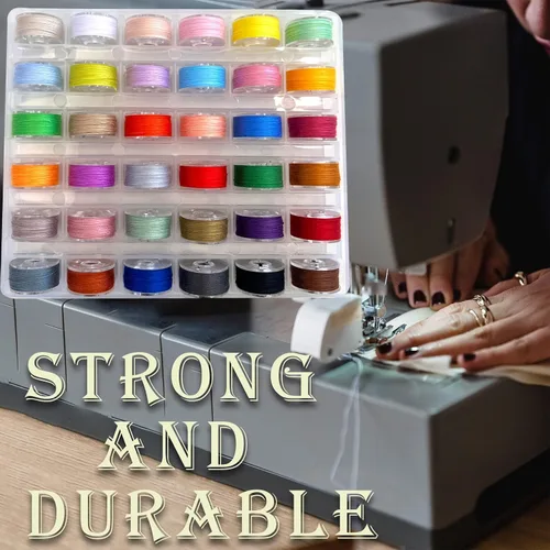 Miniatura 4 de 36 bobinas e hilos de coser con estuche de bobina de plástico para múltiples máquinas de coser, juego de bobinas preenrolladas (bobinas de plástico)