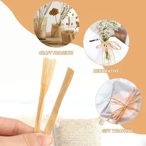 Miniatura 4 de Cordel de cinta de papel de rafia natural de 656 pies, cuerda de rafia de 1/4 de pulgada, cinta de papel de embalaje resistente para ramos de Marrón
