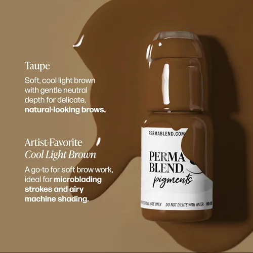 Miniatura 3 de Perma Blend Tinta de tatuaje gris topo – Pigmento marrón claro fresco para tatuaje de cejas – Color de alta densidad, fabricado en los Estados