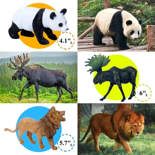 Miniatura 3 de Figuras de juguetes de animales de safari, 12 figuras realistas de animales salvajes de la selva, juego de animales de zoológico africano grande
