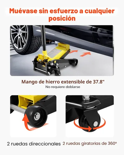Miniatura 8 de VEVOR Gato de piso de perfil bajo de 3 toneladas para vehículos todo terreno, gato de carreras de acero resistente con bomba de elevación rápida