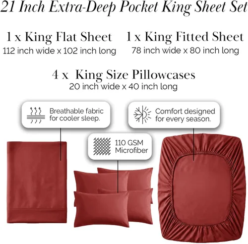 Miniatura 347 de Southshore Fine Living, Inc. Juego de 7 piezas de sábanas King divididas para cama ajustable, juego de sábanas King divididas con bolsillo de 21
