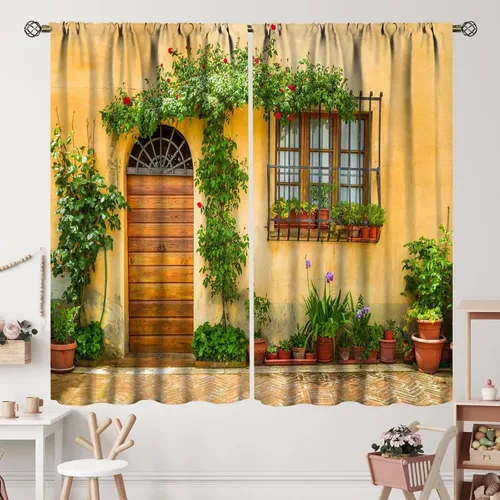 Miniatura 24 de Cortinas italianas, patio antiguo, sillas de café de Italia, casas históricas en la calle, sala de estar, dormitorio, cortinas opacas con bolsillo