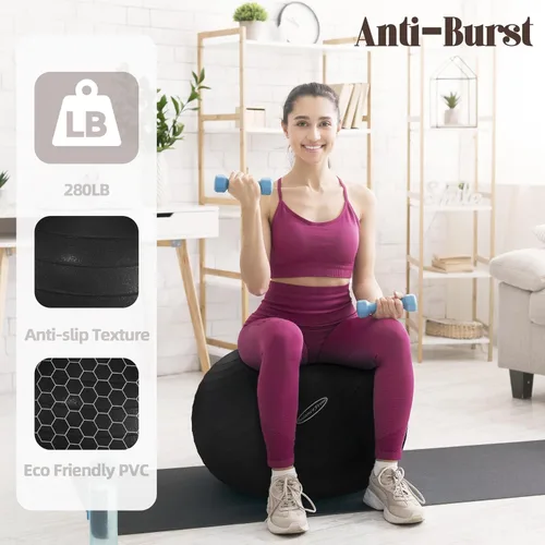 Miniatura 4 de Fitvids Pelota de ejercicio para fitness, yoga, pilates con bomba rápida, pelota de equilibrio antideslizante antiestallido