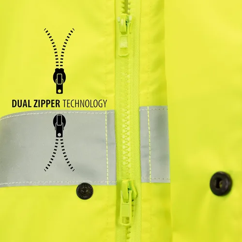 Miniatura 4 de JORESTECH Capa de lluvia de seguridad de alta visibilidad Lima/Amarillo Clase 3 con cinta reflectante de 2 pulgadas, cumple con ANSI/ISEA